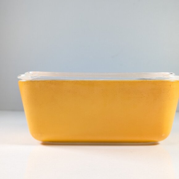 Vintage Pyrex Yellow 0502 Refrigerator Dish 1 1/2 Pint w/Glass Ribbed Lid 502-C - Picture 4 of 11